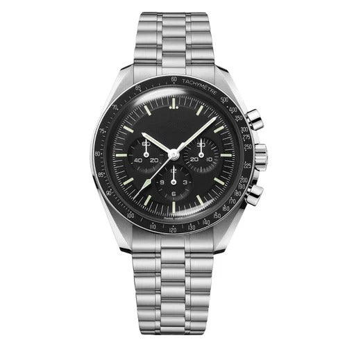 Aether Lunaris 42 – Black Dial | Steel Bracelet & Black Tachymeter Bezel