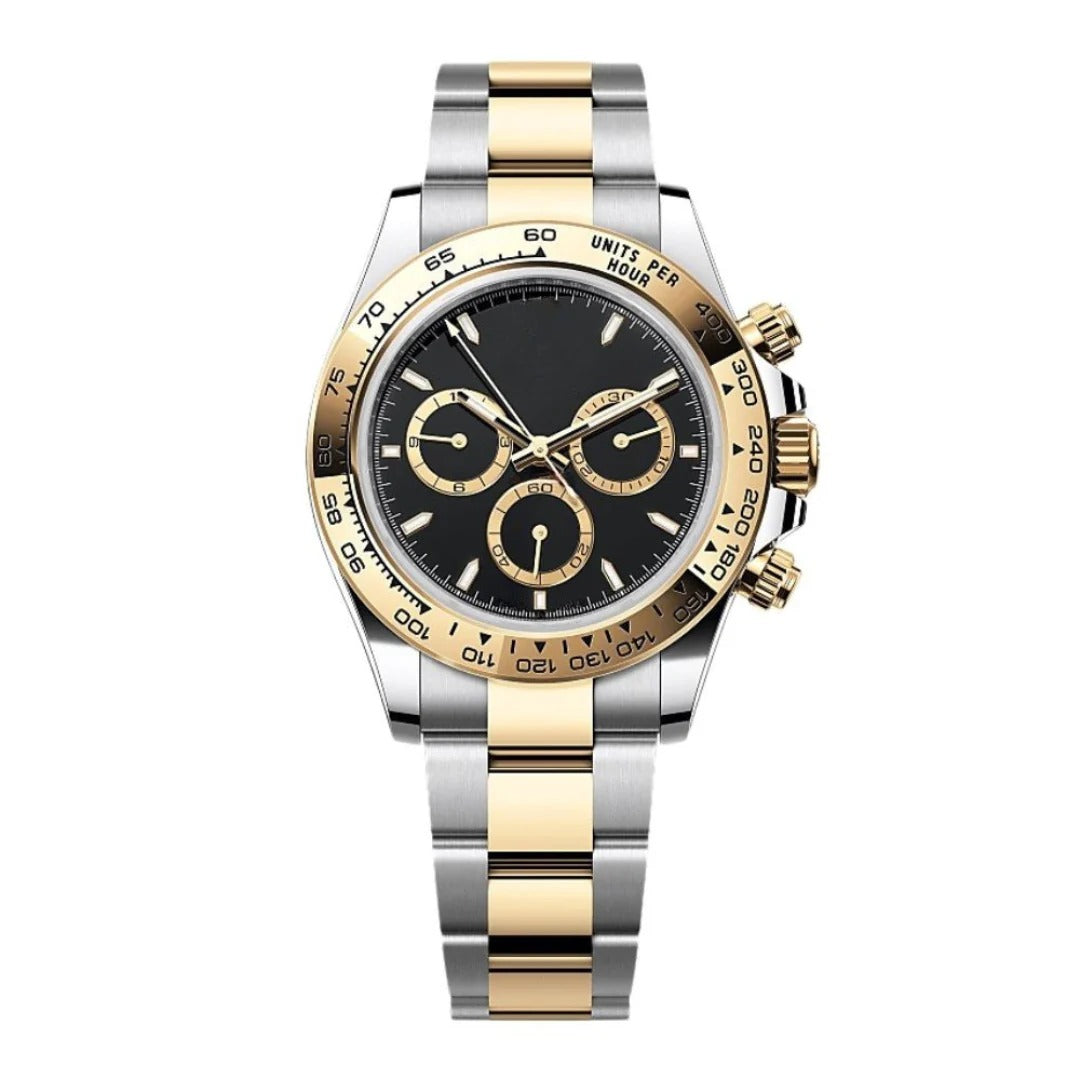 Imperium Velocity 40 – Black Dial | Two-Tone Bracelet & Gold Tachymeter Bezel