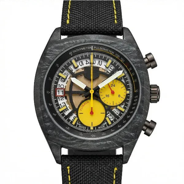 Chronara Monza 44 – Yellow Racing Dial | Carbon Case