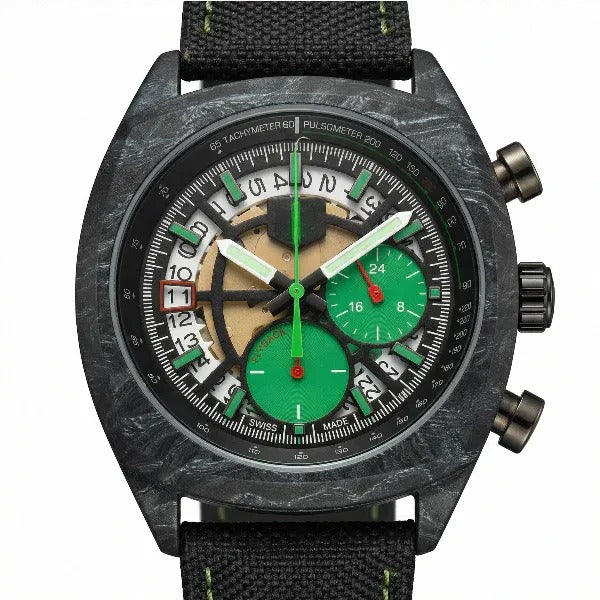 Chronara Monza 44 – Green Racing Dial | Carbon Case