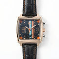 Chronara Monaco 42 – Blue Dial | Rose Gold Case & Black Leather Strap