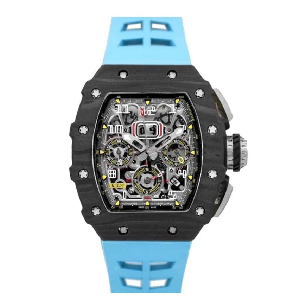 Novaris Phantom 44 – Ice Blue Skeleton Dial | Blue Rubber Strap