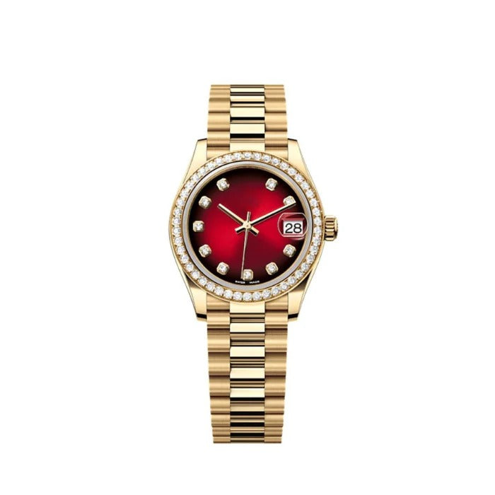 Imperium Regent 31 – Ruby Red Dial | Gold Bracelet & Diamond Bezel