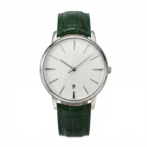 Continental Heritage 40 – White Linen Dial | Green Leather Strap