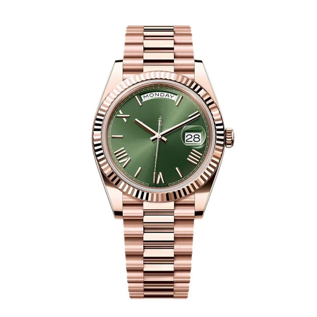 Imperium Sovereign 40 – Green Dial | Rose Gold President Bracelet