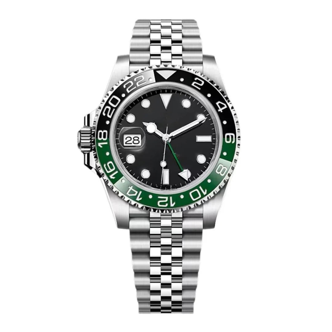 Imperium Atlas 40 – Black Dial | Jubilee Bracelet & Green-Black GMT Bezel
