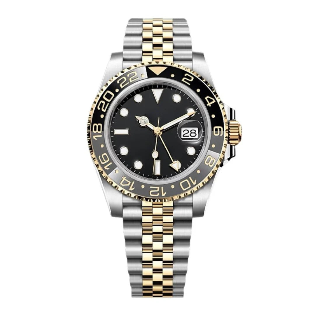 Imperium Atlas 40 – Black Dial | Gold Jubilee Bracelet & Grey-Black GMT Bezel