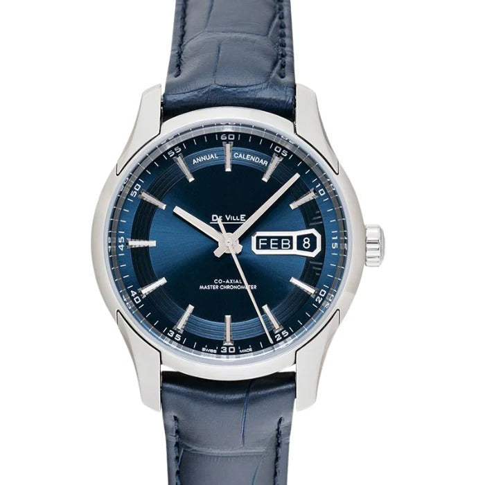 Aether Voyager 42 – Blue Worldtimer Dial | Blue Leather Strap