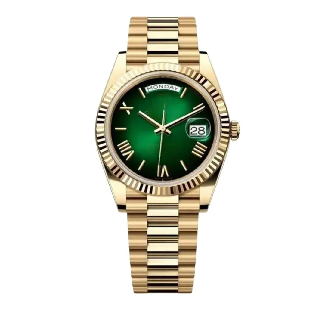 Imperium Sovereign 40 – Green Ombre Dial | Yellow Gold President Bracelet