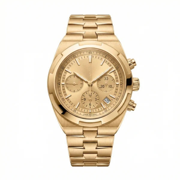 Continental Chronograph 42 – Champagne Dial | Full Gold Bracelet