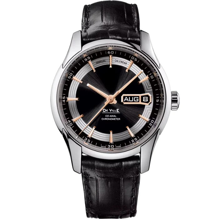 Aether Calendar 42 – Black Dial | Black Leather Strap & Day-Date