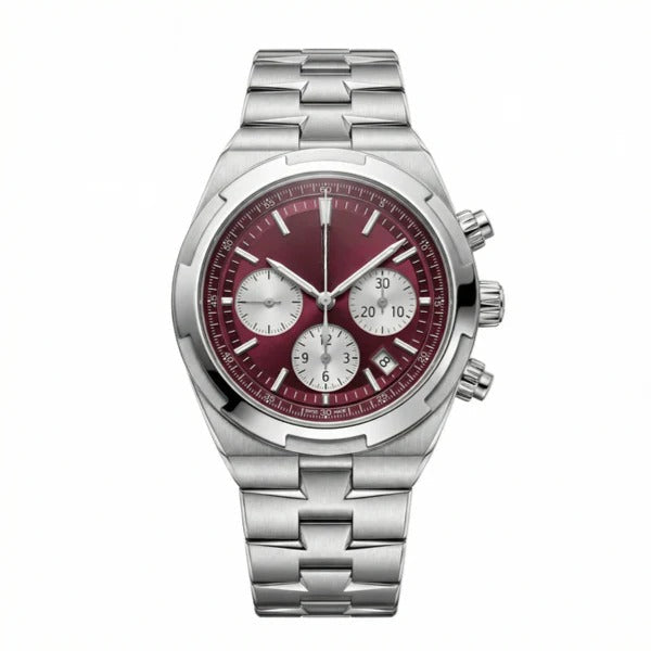 Continental Chronograph 42 – Burgundy Dial | Integrated Steel Bracelet