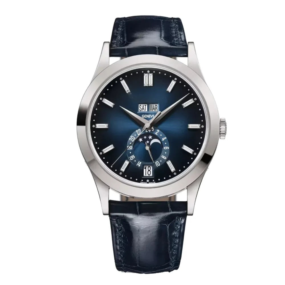 Valmont Calendar 42 – Silver Dial | Blue Leather Strap & Annual Calendar