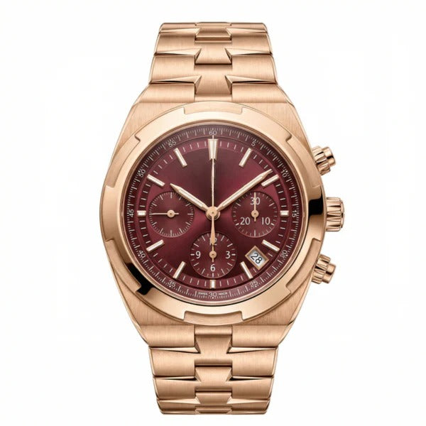 Continental Chronograph 42 – Burgundy Dial | Rose Gold Bracelet