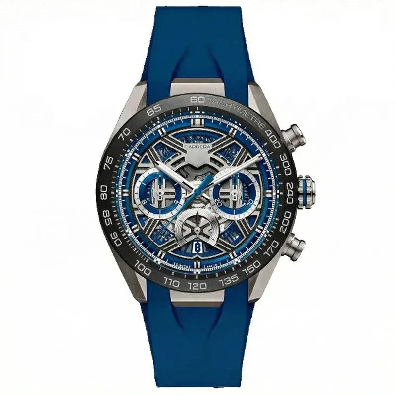 Chronara Racing Pro 44 – Blue Skeleton Dial | Blue Rubber Strap
