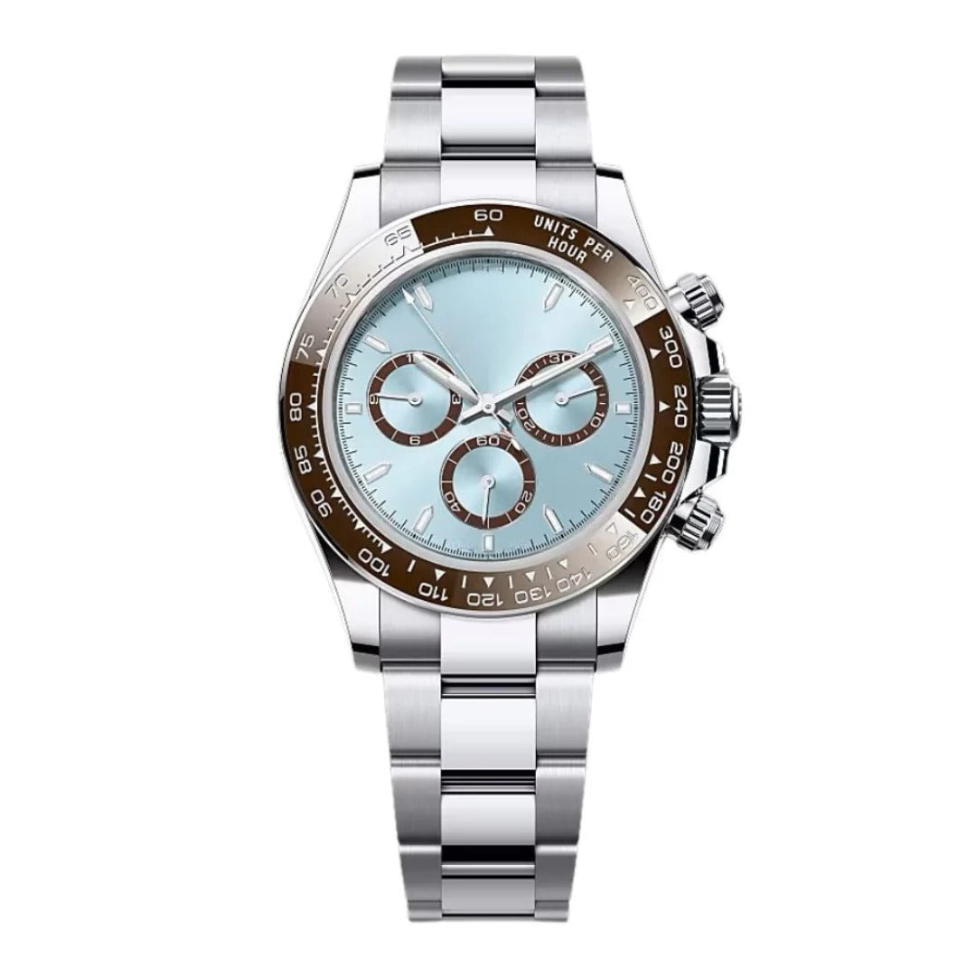 Imperium Velocity 40 – Ice Blue Dial | Steel Bracelet & Steel Tachymeter Bezel