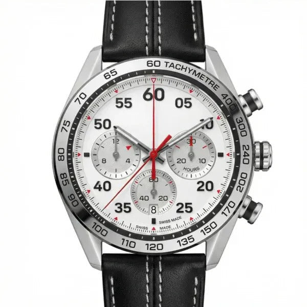 Chronara Racing Pro 42 – White Dial | Red Racing Accents
