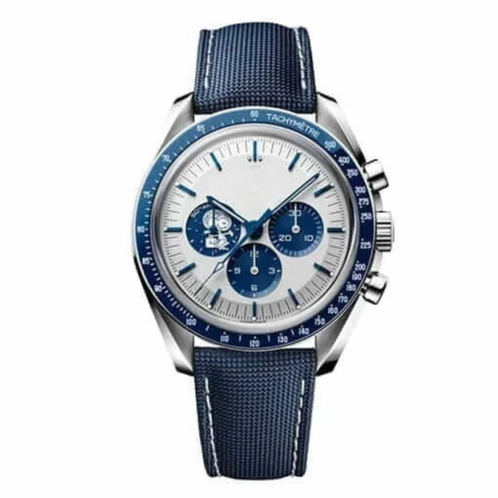Aether Lunaris 42 – White Panda Dial | Blue Leather Strap