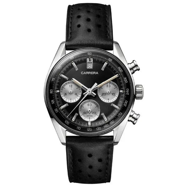 Chronara Racing 42 – Black Dial | Black Leather Strap