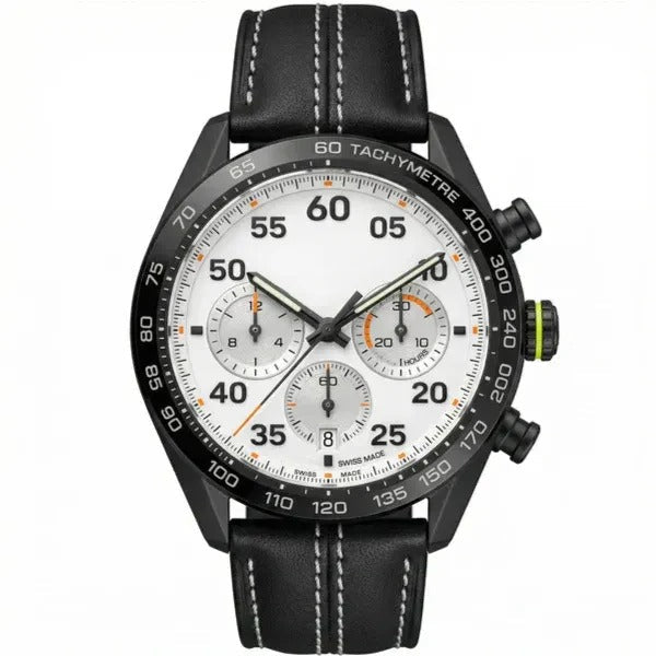 Chronara Racing Pro 42 – White Dial | Black DLC Case